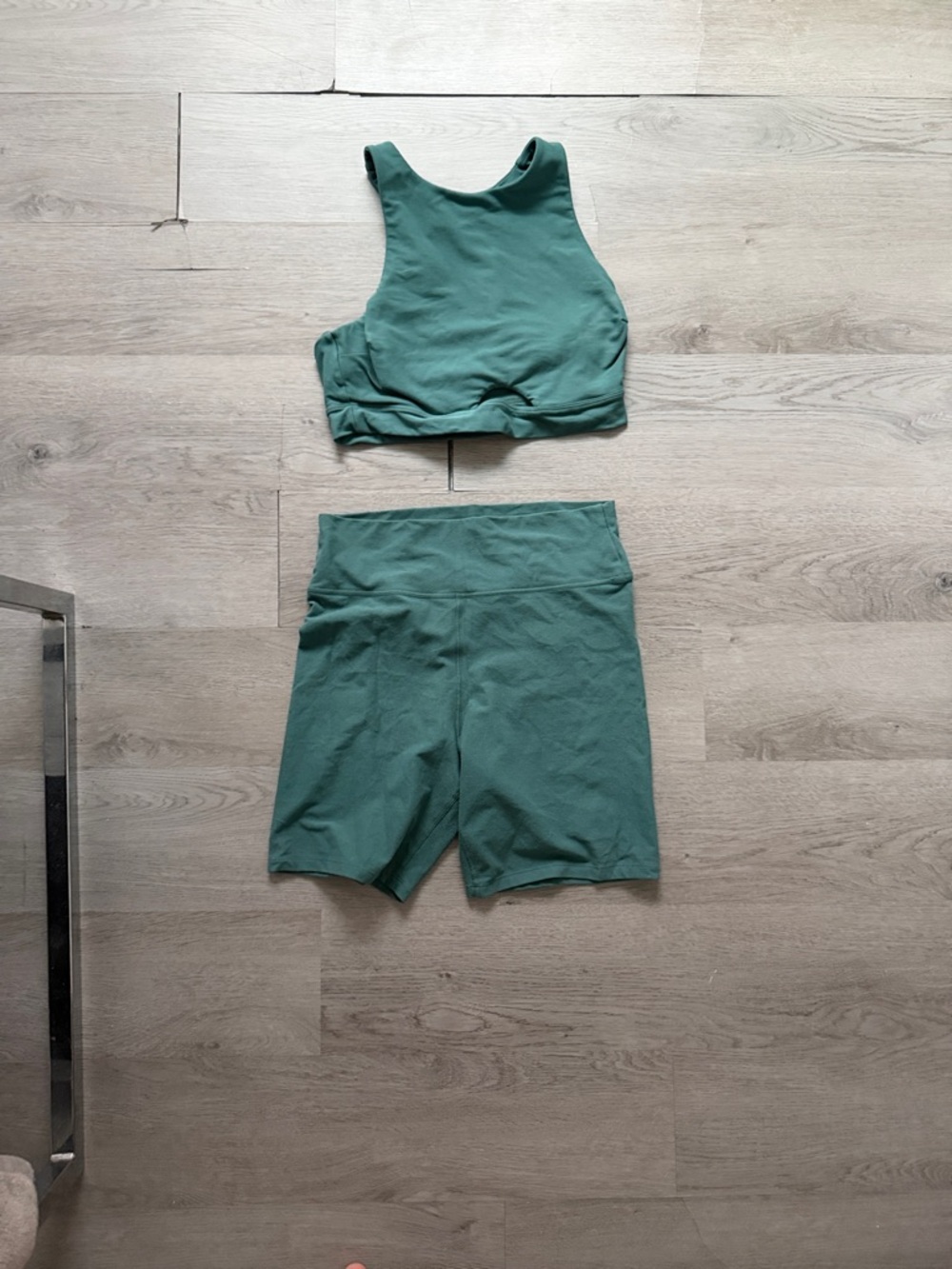 Abercrombie & Fitch Green Active Crop Top and High-Waist Bike Shorts Set